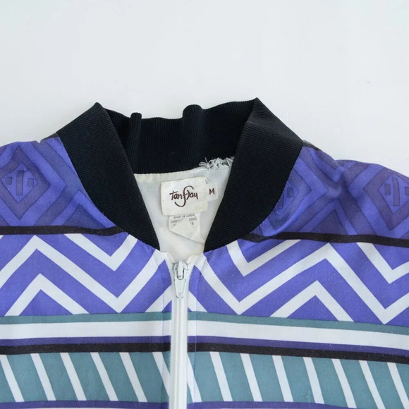 Vintage 90S TanJay Purple & Green Aztec Zip Up Lightweight Bomber Jacket M - Picture 11 of 16